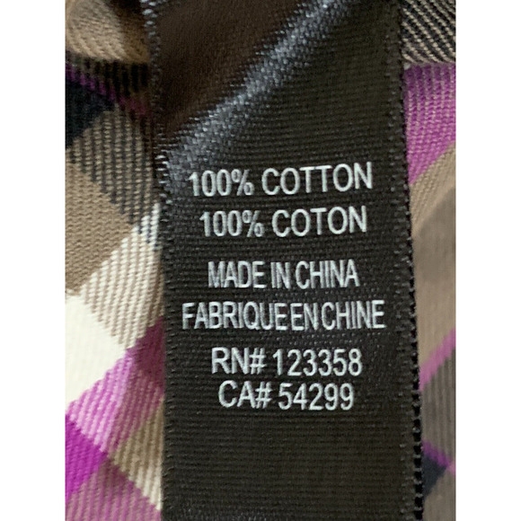 CAVI Mens 6XL Purple Gray Plaid Short Sleeve Button Up Shirt *See Measurements - Picture 9 of 10